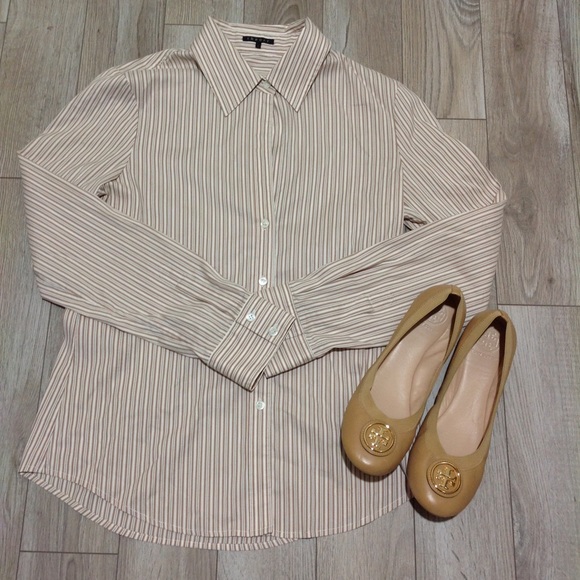 Theory Tops - Theory Striped Essential Button down Blouse Shirt
